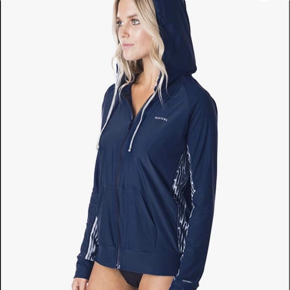 ☀️RIP CURL☀️ WOMENS LONG SLEEVE ZIP SURF HOOD RASH GUARD - Picture 3 of 10